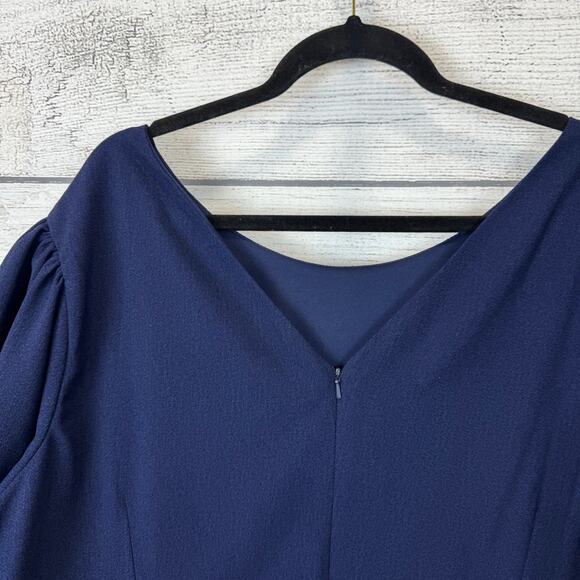 Asos Plus Size Navy Puff Sleeve Modest Simple Dress Size 22 - Picture 5 of 7
